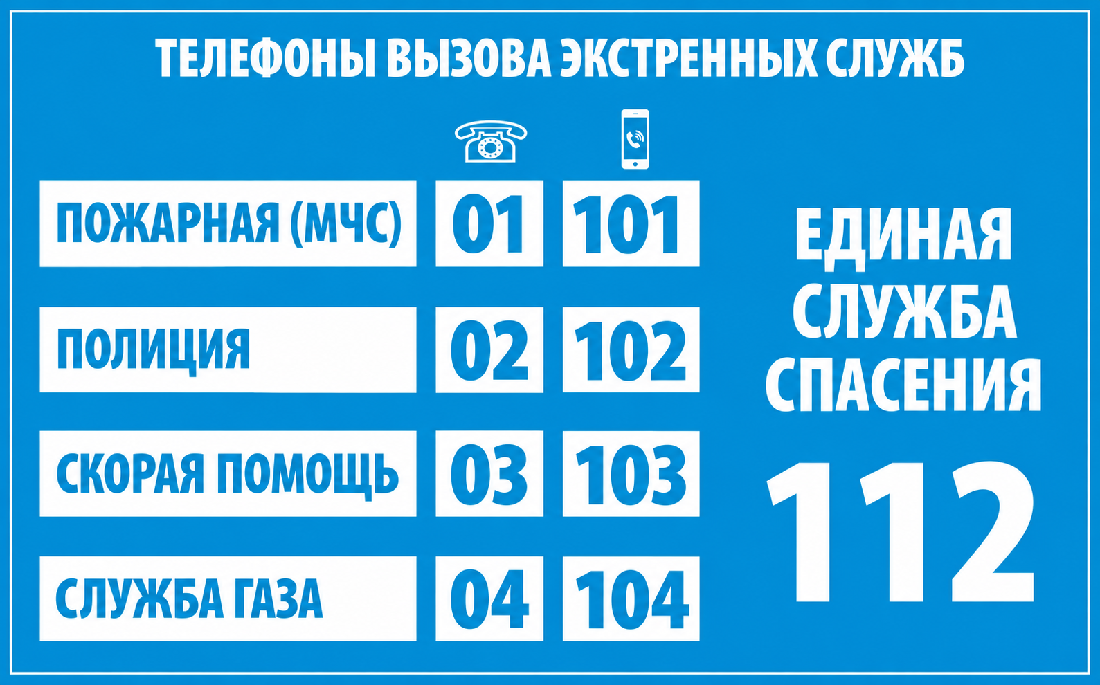 Телефоны экстренных служб